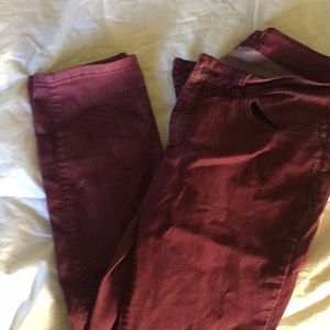 Prana, skinny maroon jeans